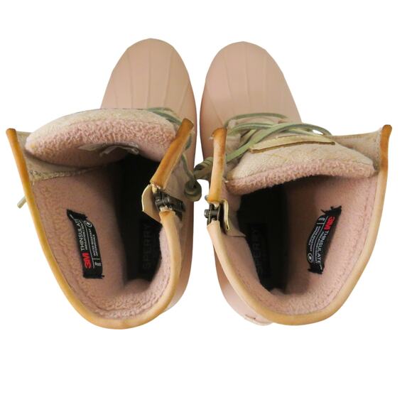 Sperry Saltwater Canvas Rainboots Rose Oats Pink Duck Boots Size 8 - Picture 7 of 11
